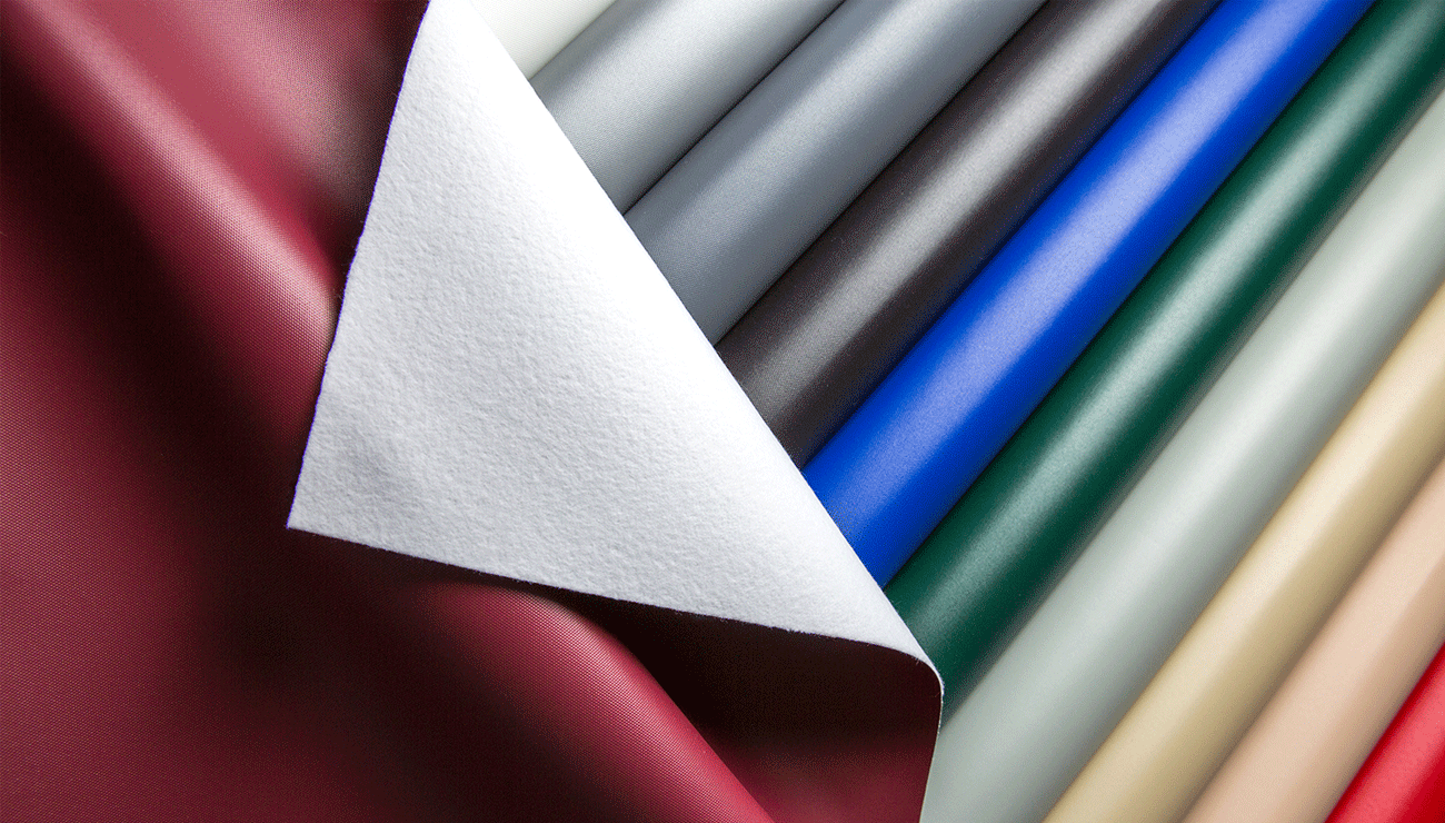 rolls of thick fabric sheets in various solid colors