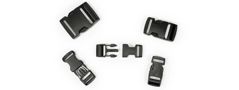 Secure YKK and Fastex fasteners, buckles, bar slides