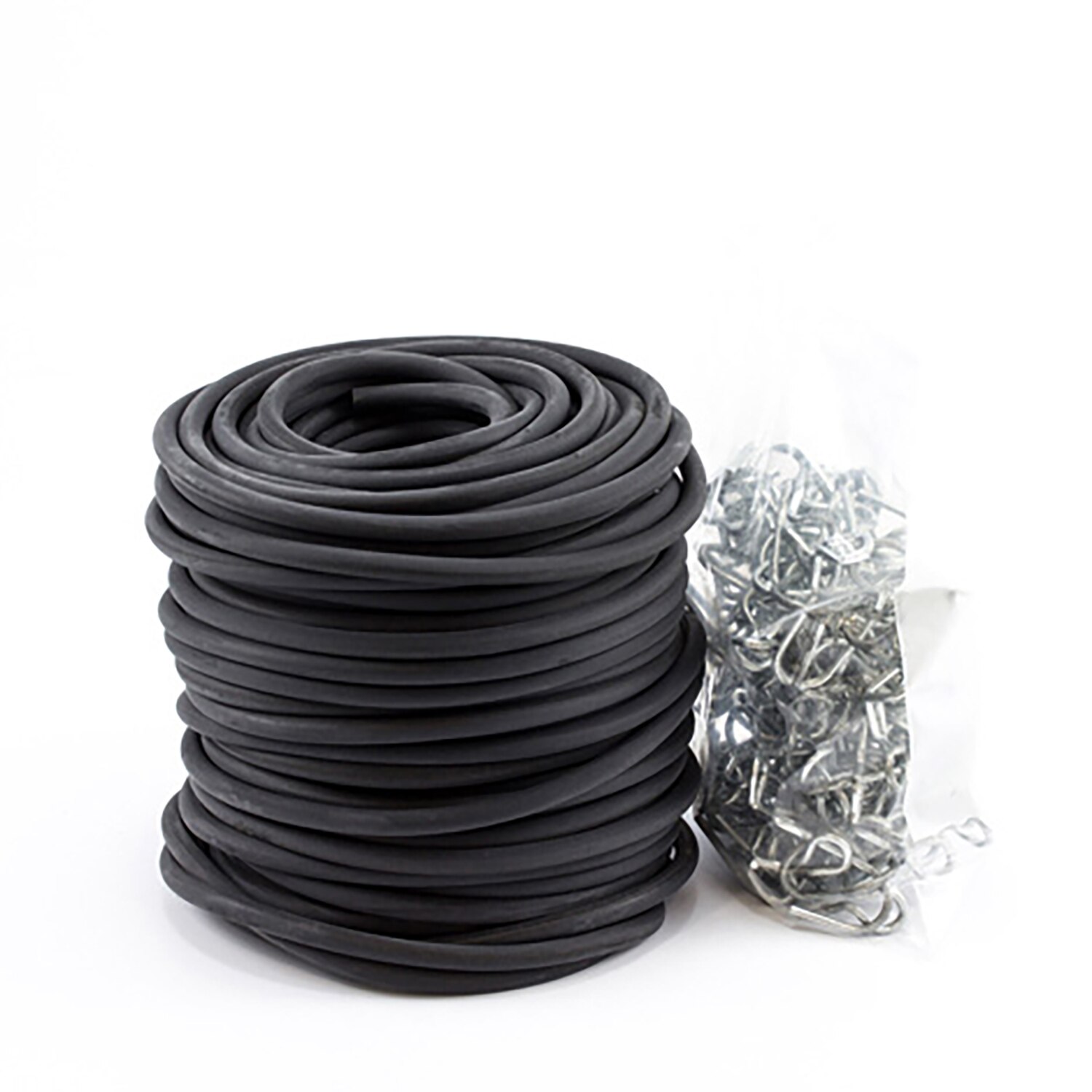 Synthetic Rubber (EPDM) Rope 3/8 Coil with 150 Double Eye Hooks 933037501  (200 feet)
