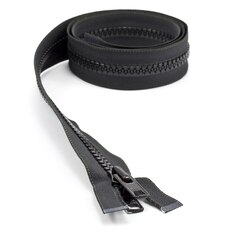 YKK VISLON #10 Separating Zipper Automatic Lock Short Double Pull Metal Slider #VFUVOL-107 DX E 46" Black