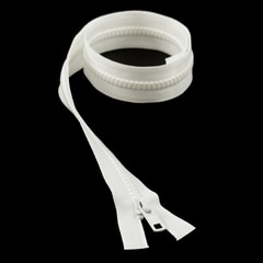 YKK VISLON #5 Separating Zipper Automatic Lock Short Single Pull Metal Slider #VSOL56 24" White