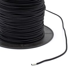 Synthetic Shock Cord with Polyester Jacket 1/8" Black (500 feet)