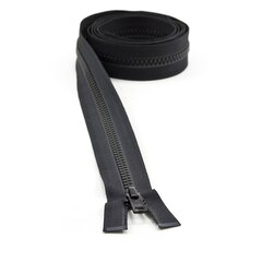 YKK VISLON #5 Separating Zipper Automatic Lock Short Single Pull Metal Slider #VSOL56 54" Black