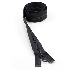 YKK VISLON #10 Separating Zipper Automatic Lock Short Single Pull Metal Slider #VFUVOL-106 DA E 36" Black