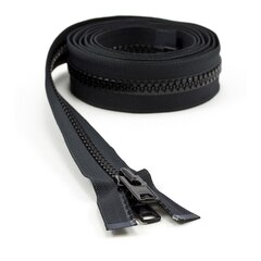 YKK® VISLON® #10 Separating Zipper Automatic Lock Short Double Pull Metal Slider #VFUVOL-107 DX E 80" Black