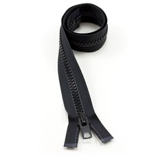 YKK VISLON #10 Separating Zipper Automatic Lock Short Single Pull Metal Slider #VFUVOL-106 DA E 24" Black