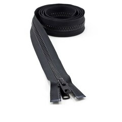 YKK VISLON #10 Separating Zipper Automatic Lock Short Double Pull Metal Slider #VFUVOL-107 DX E 60" Black