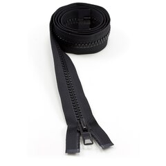 YKK® VISLON® #10 Separating Zipper Automatic Lock Short Single Pull Metal Slider #VFUVOL-106 DA E 48" Black