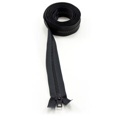 YKK VISLON #10 Separating Zipper Automatic Lock Short Single Pull Metal Slider #VFUVOL-106 DA E 72" Black