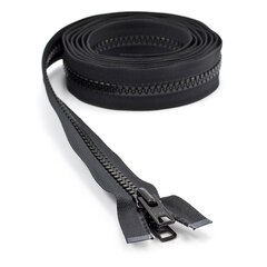 YKK VISLON #10 Separating Zipper Automatic Lock Short Double Pull Metal Slider #VFUVOL-107 DX E 100" Black