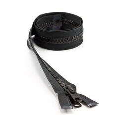 YKK® VISLON® #10 Separating Zipper Automatic Lock Short Double Pull Metal Slider #VFUVOL-107 DX E 34" Black