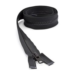 YKK VISLON #10 Separating Zipper Automatic Lock Short Single Pull Metal Slider #VFUVOL-106 DA E 54" Black