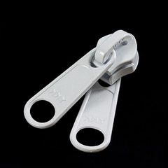 YKK ZIPLON Metal Sliders #10CFDWL Non-Locking Long Double Pull Tab White