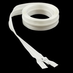 YKK VISLON #5 Separating Zipper Automatic Lock Short Single Pull Metal Slider #VSOL56 72" White