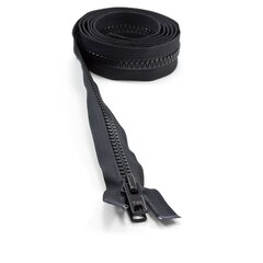 YKK VISLON #10 Separating Zipper Automatic Lock Short Double Pull Metal Slider #VFUVOL-107 DX E 72" Black